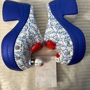 CROCS Blue and White Hello Kitty Wedges